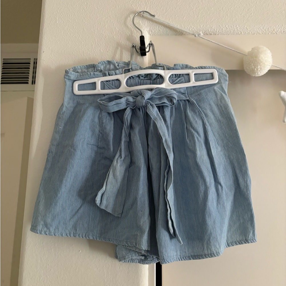 Blue and white striped shorts